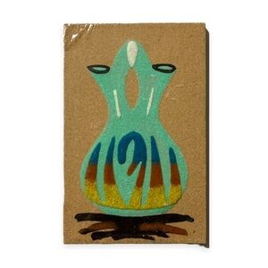 Vintage Navajo American Indian Sand Painting Wedding‎ Pottery SIGNED Byron